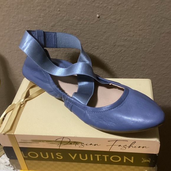 TARYN ROSE Blue/Gray Leather BALLET Flats size 8B - Picture 4 of 9